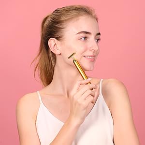 24K Gold Energy Beauty Bar Electric Facial Massage Roller